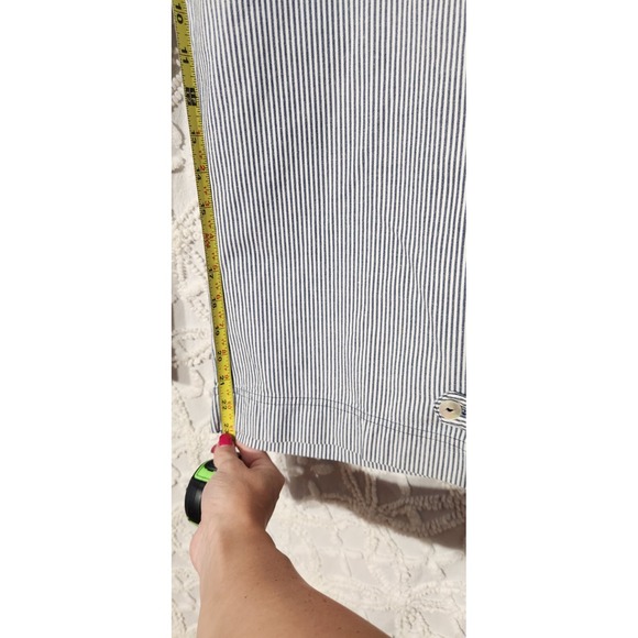 Choices Womens M Pants Striped Cotton Ankle Nautical Blue White Wide Leg Cropped - Picture 9 of 11